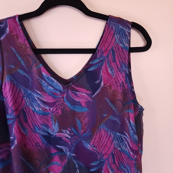 Robbie Bee Vintage Silk Shift Dress Botanical Pattern Sz 12 Vacation Resort - Picture 2 of 9